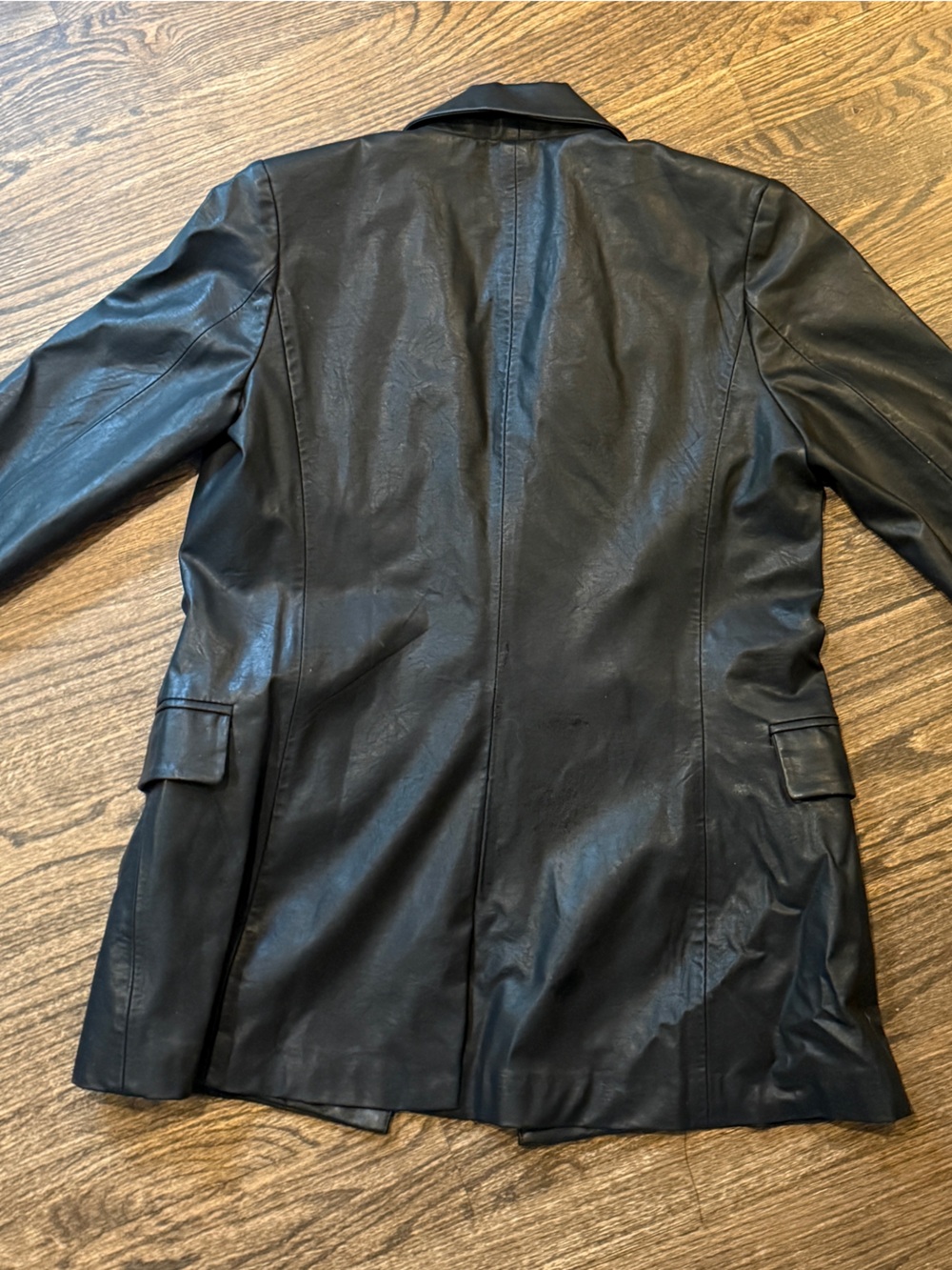 Blank NYC Black Double-Breasted Leather Blazer - Picture 4 of 9